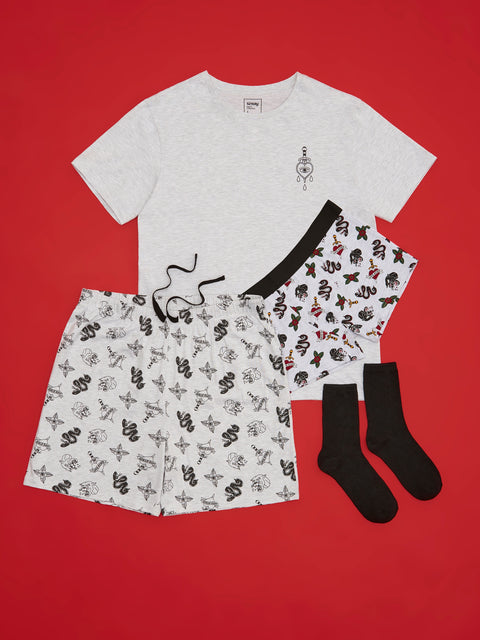 Sinsay Men's Gray Printed Two-Piece Pajama Set|Sinsay In Lebanon