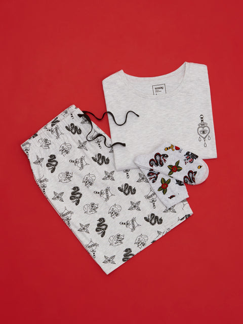 Sinsay Men's Gray Printed Two-Piece Pajama Set|Sinsay In Lebanon