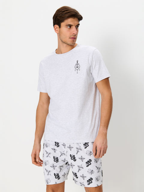 Sinsay Men's Gray Printed Two-Piece Pajama Set|Sinsay In Lebanon