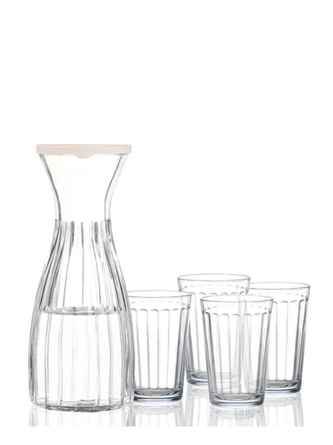 English Home Glass 5 Piece Water Cup with Glass Jar 1000 m TR246