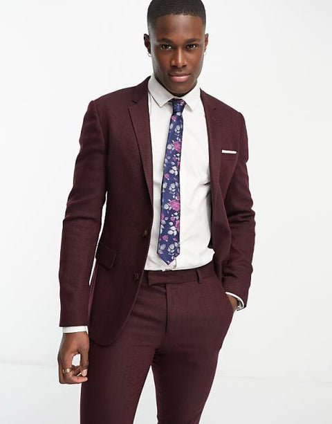 Asos Design Men's Burgundy Blazer ANF2886
