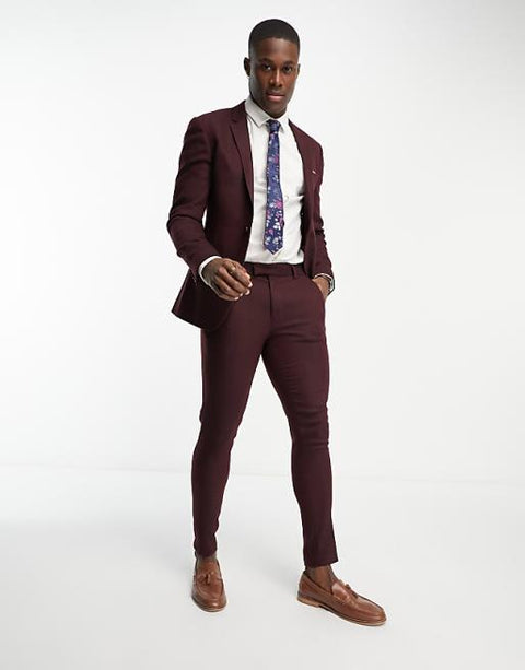 Asos Design Men's Burgundy Blazer ANF2886