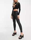 River Island Women's Black Molly mid rise coated skinny jeans RFQVG FE381