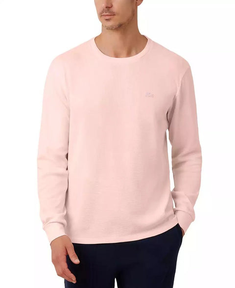 Lacoste Men's Pink Waffle-Knit Thermal Sleep Blouse |Lacoste In Lebanon