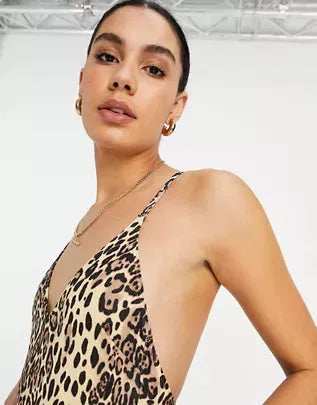 ASOS DESIGN Women's Leopard Swimsuit ANF698