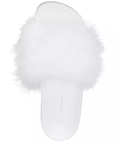 I.N.C International Concept Women's White Marabou Pool Slides Slipper |I.N.C International Concept In Lebanon