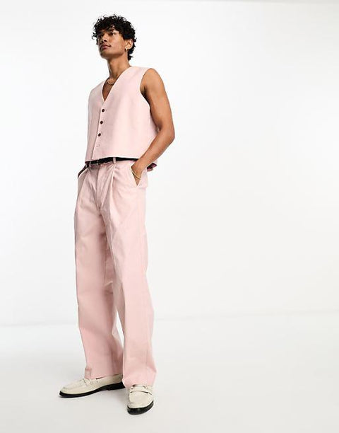 ASOS DESIGN  Men's Light Pink Wide Leg Trouser ANF2376
