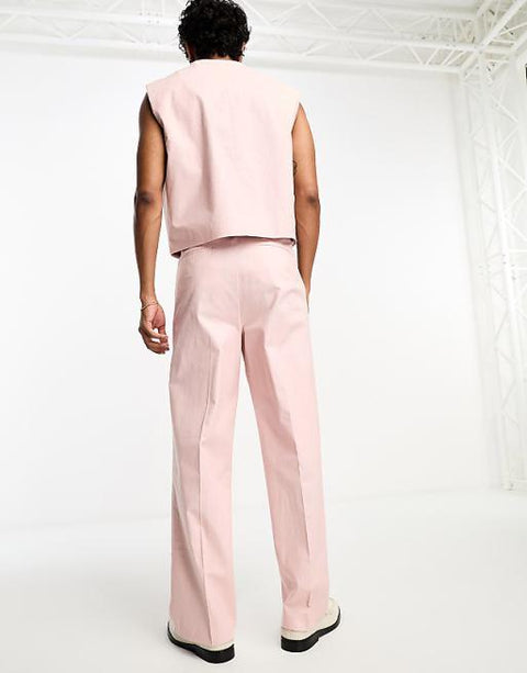 ASOS DESIGN  Men's Light Pink Wide Leg Trouser ANF2376