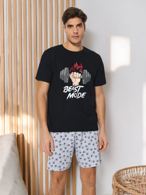 Sinsay Men's Black /Grey Two piece Pajama Set | Sinsay in Lebanon