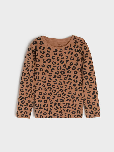 Sinsay Girl's Beige & Brown Animal Print Pack Of 2 Long Sleeve Blouses | Sinsay In Lebanon