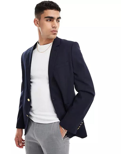 Asos Design Men's Navy Blue Blazer ANF1707