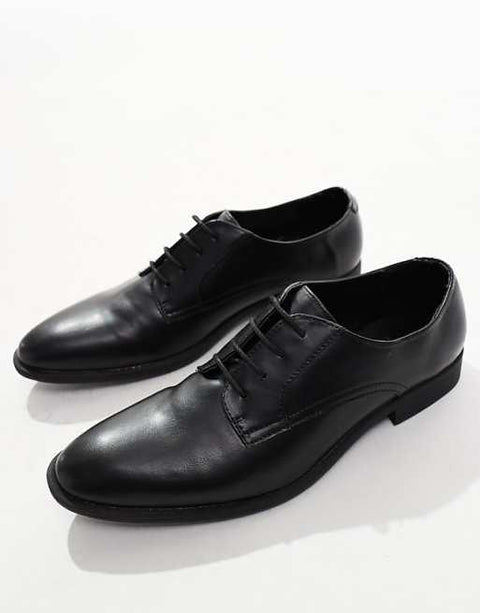 Asos Design Men's Black Leather Casual Shoes ANS997