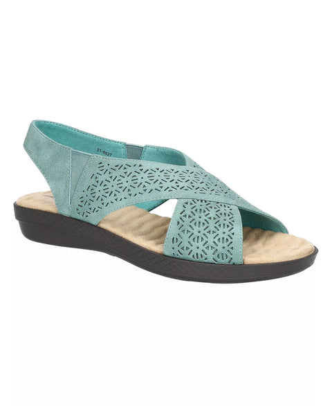 Easy Street Women's Turquoise Laser-Cut Slingback Sandal | Easy Street in Lebanon