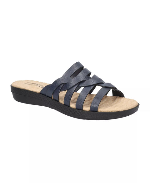 Easy Street Women's Navy Comfort Wave Multi-Strap Slide Sandals | Easy Street in Lebanon