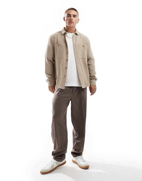 Only & Sons Men's Beige Onsaxel Long Sleeve Over Shirt | Only & Sons In Lebanon