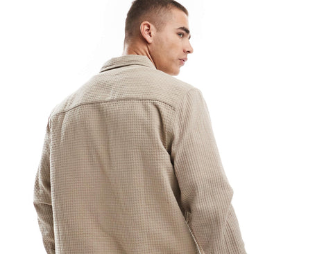 Only & Sons Men's Beige Onsaxel Long Sleeve Over Shirt | Only & Sons In Lebanon