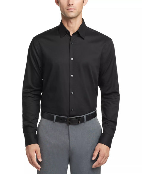 Calvin Klein Men's Black Steel+ Slim-Fit Non-Iron Stretch Performance Shirt | Calvin Klein In Lebanon