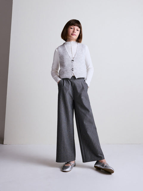Reserved Girl's Grey Stripe Wide Leg Trousers | Reserved In Lebanon