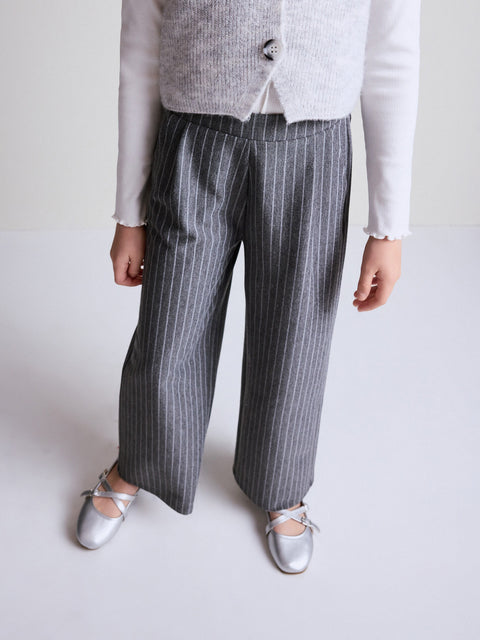 Reserved Girl's Grey Stripe Wide Leg Trousers | Reserved In Lebanon