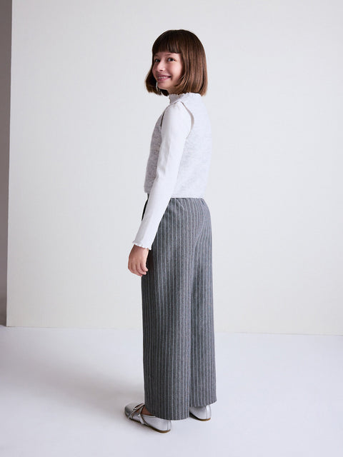 Reserved Girl's Grey Stripe Wide Leg Trousers | Reserved In Lebanon