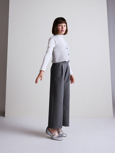Reserved Girl's Grey Stripe Wide Leg Trousers | Reserved In Lebanon