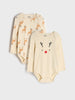 AYA Sinsay BABY BOY BEIGE ANIMAL PRINTED BODYSUITS 2 PACK