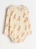AYA Sinsay BABY BOY BEIGE ANIMAL PRINTED BODYSUITS 2 PACK