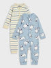 AYA Sinsay boys off white stripped and blue printed 2 pack overalls