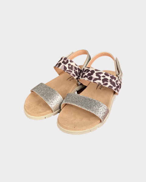 Cupcake Couture Girl's Gray Leopard and Glitter Strap Sandals 4172220 (shoes 41)