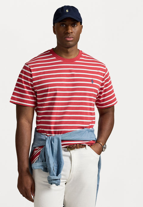 Polo Ralph Lauren Men's Red & White Striped Jersey Crew Neck T-shirt | Polo Ralph Lauren In Lebanon