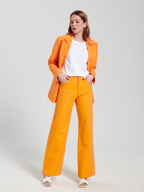 Sinsay Women's Orange High Waist Wide Leg Jeans | Sinsay In Lebanon