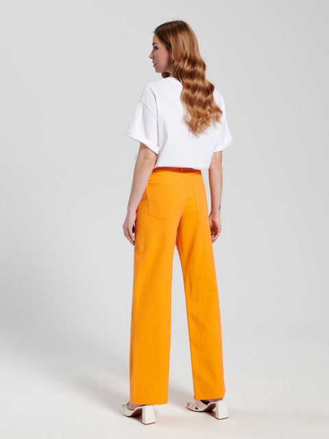 Sinsay Women's Orange High Waist Wide Leg Jeans | Sinsay In Lebanon