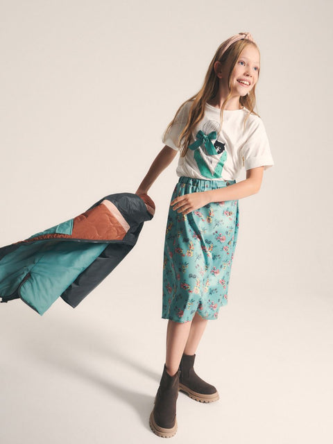 Reserved Girl's Green Floral Midi Skirt | Reserved In Lebanon