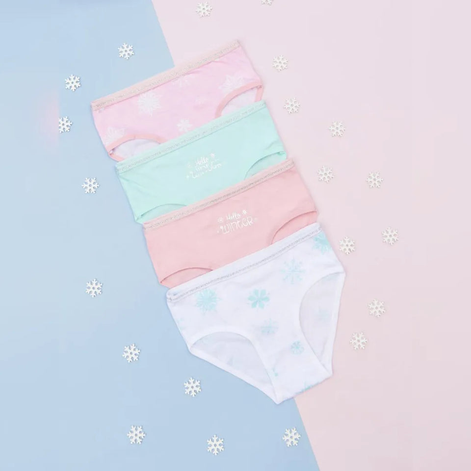 Sinsay Girl's Multicolor Snow and Winter Printed 4 Pack Briefs
