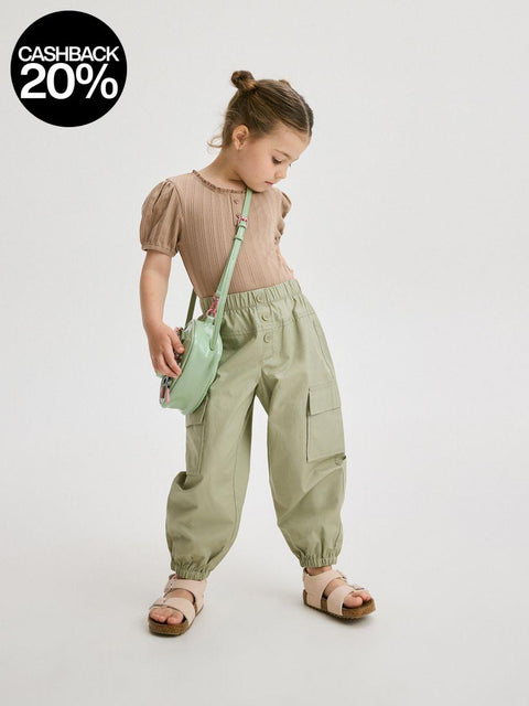 Reserved Baby Girl's Khaki Cargo Joggers | Reserved In Lebanon