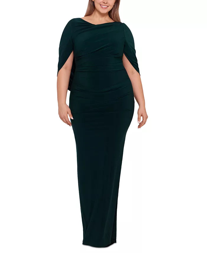 Betsy & Adam Women's Dark Green Plus Size Ruched Dress | Betsy & Adam In Lebanon
