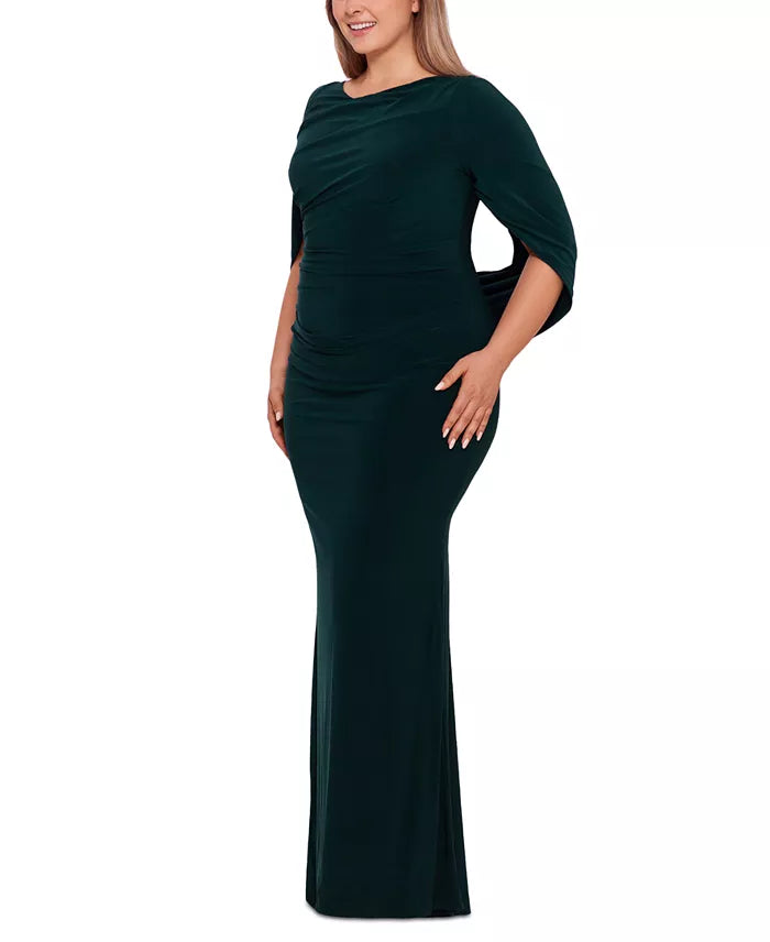 Betsy & Adam Women's Dark Green Plus Size Ruched Dress | Betsy & Adam In Lebanon