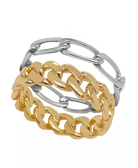 And Now This Women's Gold Plated and Silver Plated Duo Ring Set |And Now This In Lebanon