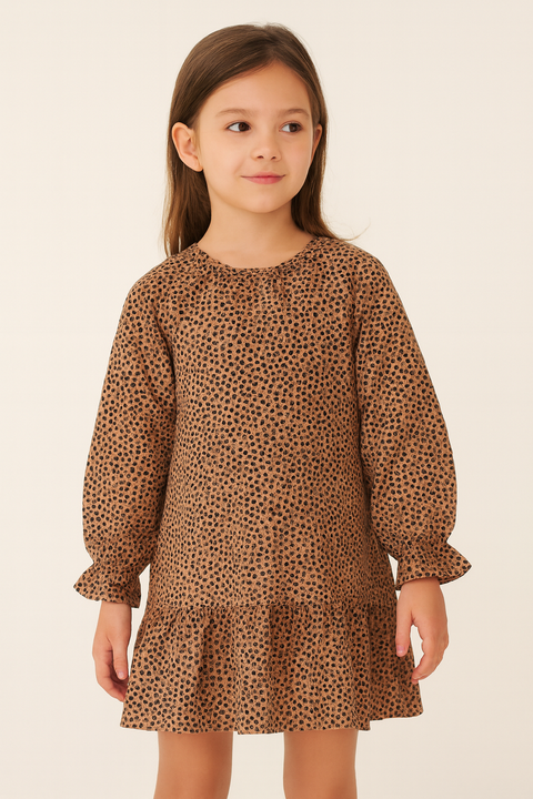 POMPdeLUX Girl's Black/Pink Dot-Print Dress |POMPdeLUX in Lebanon