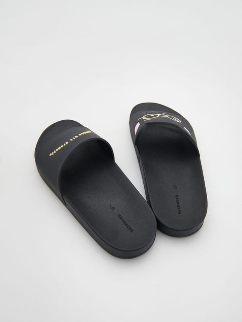 Reserved Girl's Black Patterned Flip-Flop Slipper | Reserved In Lebanon