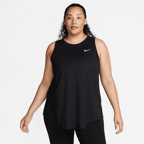 Nike Women's Black Plus Size Dri-FIT Racerback Curved-Hem Tank Top | Nike In Lebanon