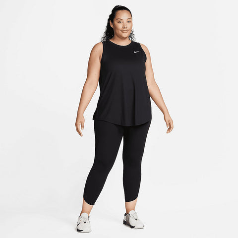 Nike Women's Black Plus Size Dri-FIT Racerback Curved-Hem Tank Top | Nike In Lebanon