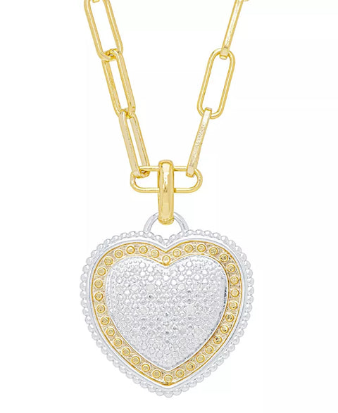 Macy's Women's Gold Diamond Accent Heart Paperclip Necklace | Macy's In Lebanon