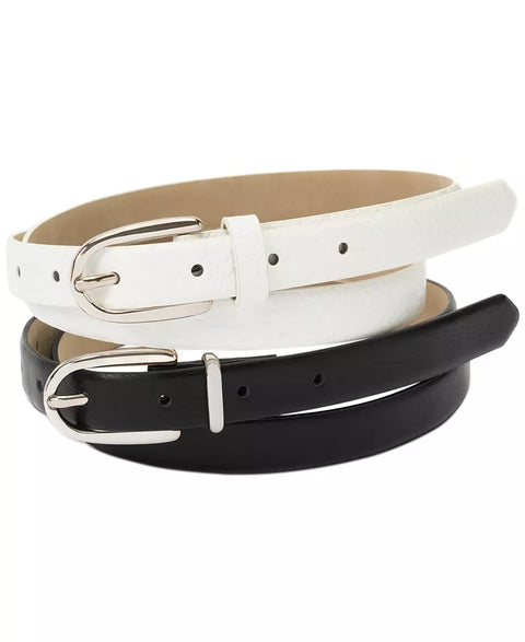 I.N.C. International Concepts Women's Back & White Pack Of 2 Snake & Solid Belt | I.N.C. International Concepts In Lebanon
