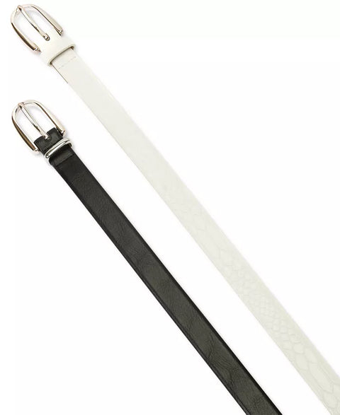 I.N.C. International Concepts Women's Back & White Pack Of 2 Snake & Solid Belt | I.N.C. International Concepts In Lebanon