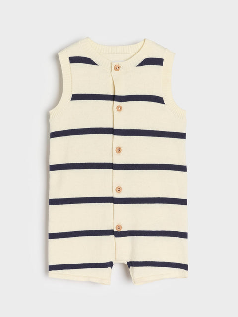 Sinsay Baby's Beige/Navy Striped Romper | Sinsay In Lebanon