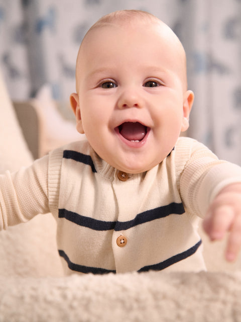 Sinsay Baby's Beige/Navy Striped Romper | Sinsay In Lebanon
