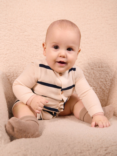 Sinsay Baby's Beige/Navy Striped Romper | Sinsay In Lebanon