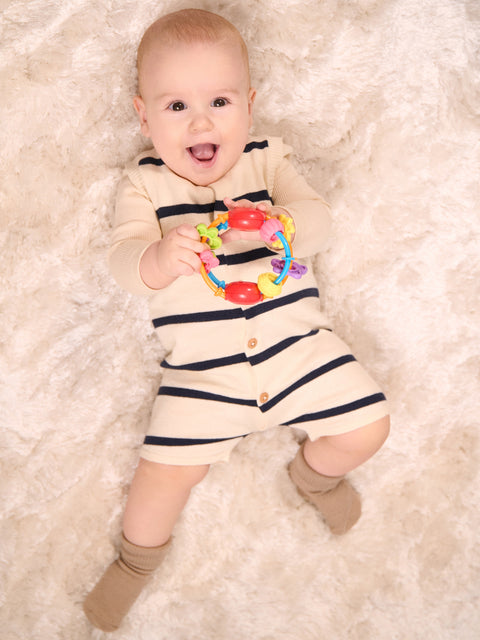 Sinsay Baby's Beige/Navy Striped Romper | Sinsay In Lebanon