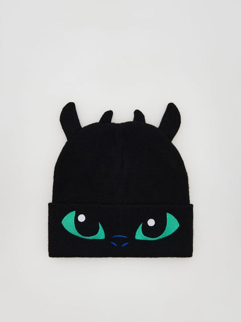 Reserved Boy's Black Toothless Embroidery Beanie |Reserved In Lebanon